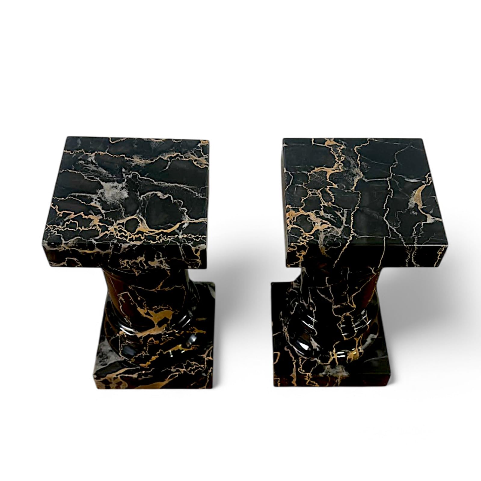 CBAM Set Colonne Fermalibro Marmo Nero Portoro Italian Marble Art Column Book H17cm