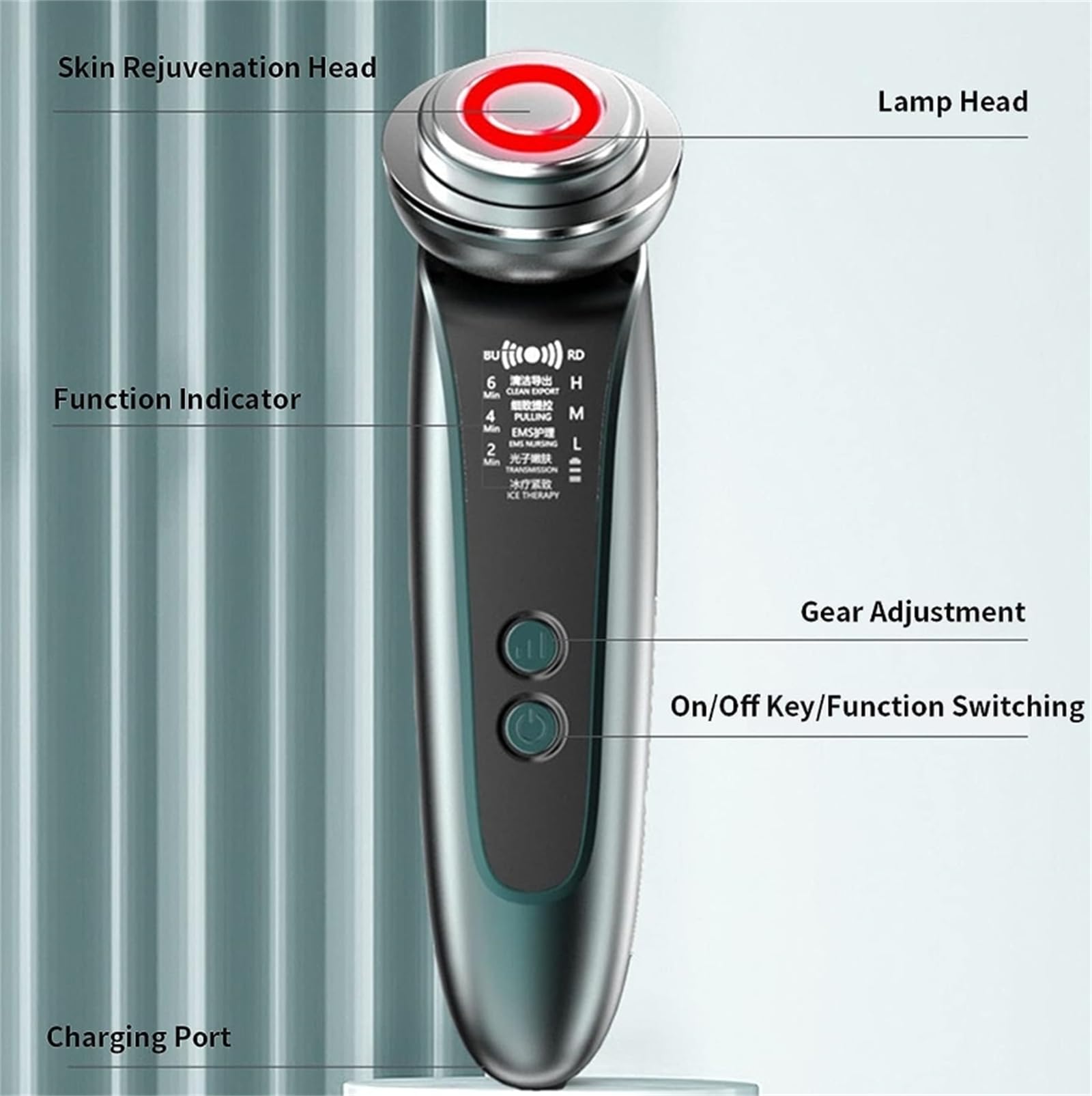Aparato de belleza facial RF, Aparato de belleza facial de radiofrecuencia y microcorriente, Máquina de rejuvenecimiento de arrugas para reafirmar y tensar la piel