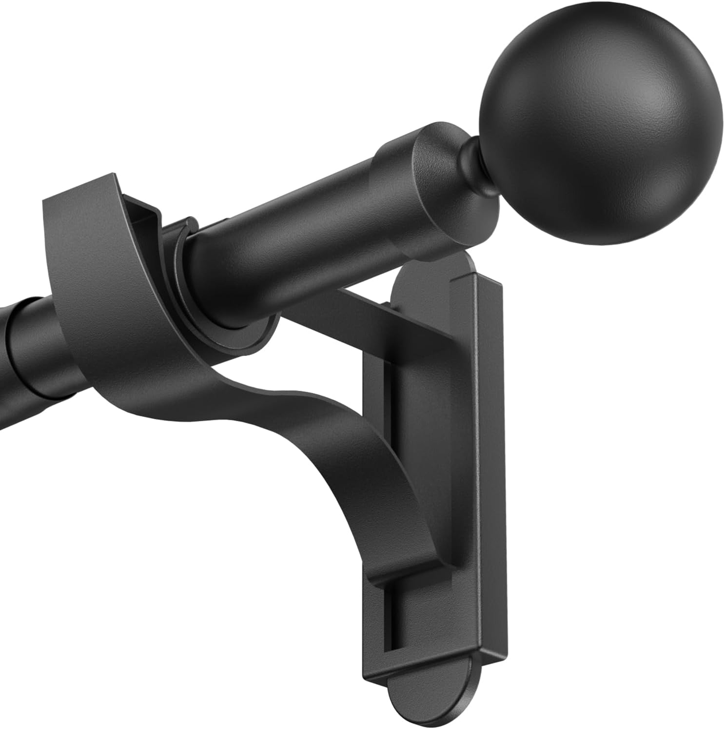 Curtain Rods for Windows 48 to 84 Inch: Upgraded Klick Fit Black Curtain Rod 1 Inch Diameter Adjustable Metal Drapery Rod Heavy Duty Extendable Cuitain Poles With Orb Finial