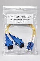 Vista 1 de Cable adaptador de fibra óptica de 1 pie LC (macho) a SC (hembra) monomodo 9/125 dúplex