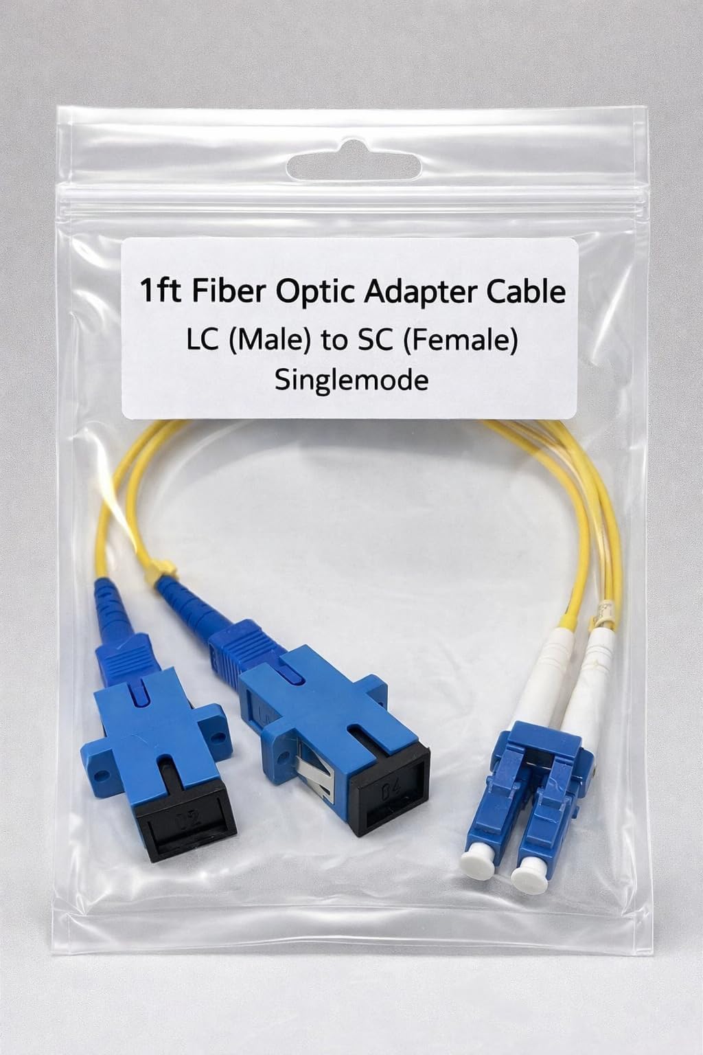 1ft Fiber Optic Adapter Cable LC (Male) to SC (Female) Singlemode 9/125 Duplex