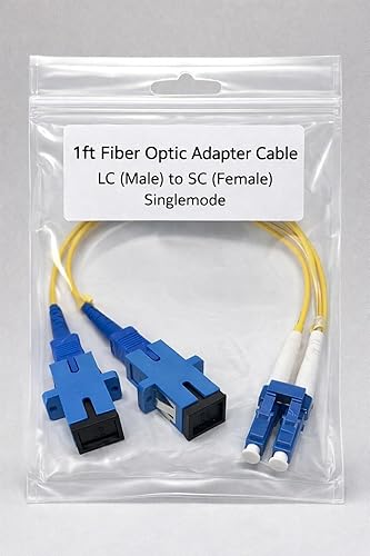 Cable adaptador de fibra óptica de 1 pie LC (macho) a SC (hembra) monomodo 9/125 dúplex