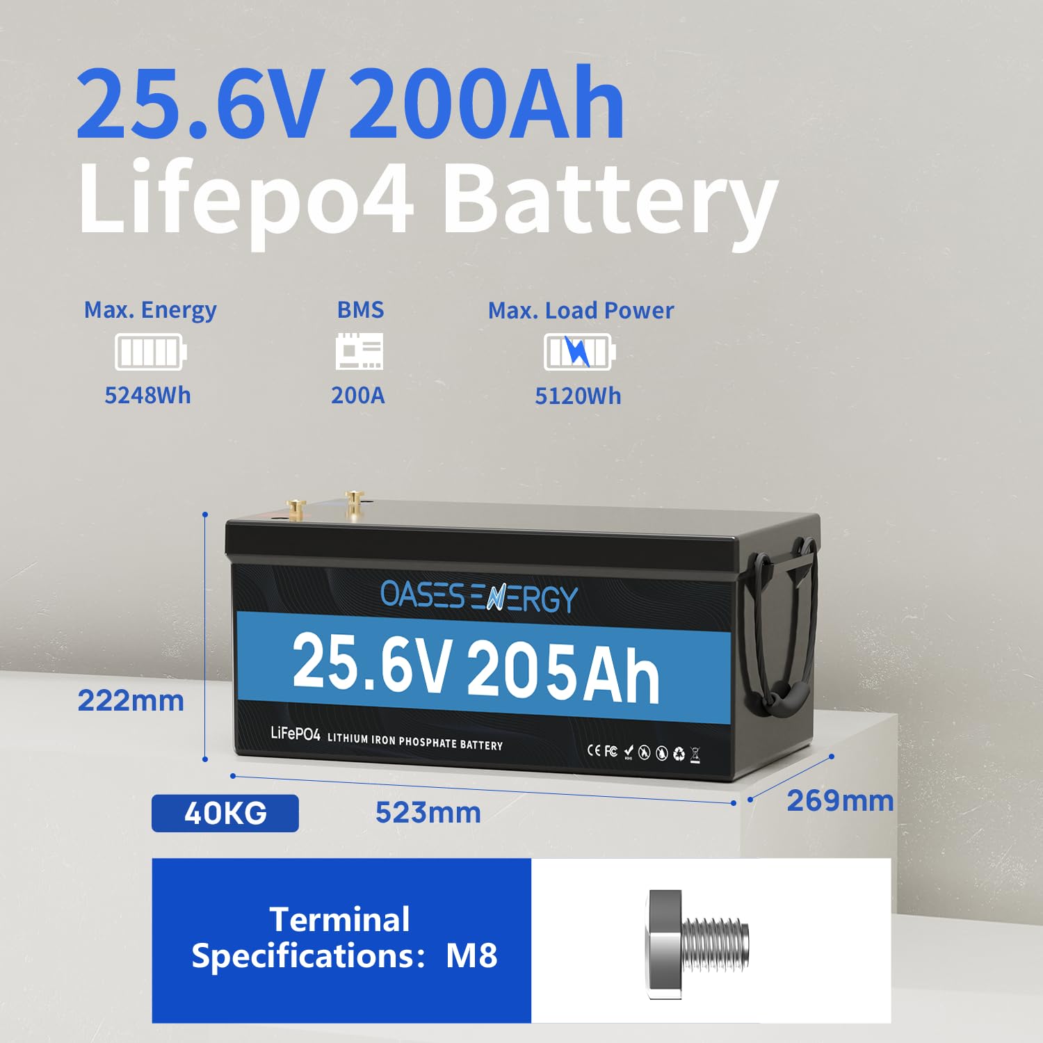Batteria LiFePO4 da 24V 200Ah con BMS da 200A e protezione a bassa temperatura, 4000 – 15000 cicli, batteria al litio da 24V 5120Wh per camper, kit pannello solare, campeggio, barche, memoria
