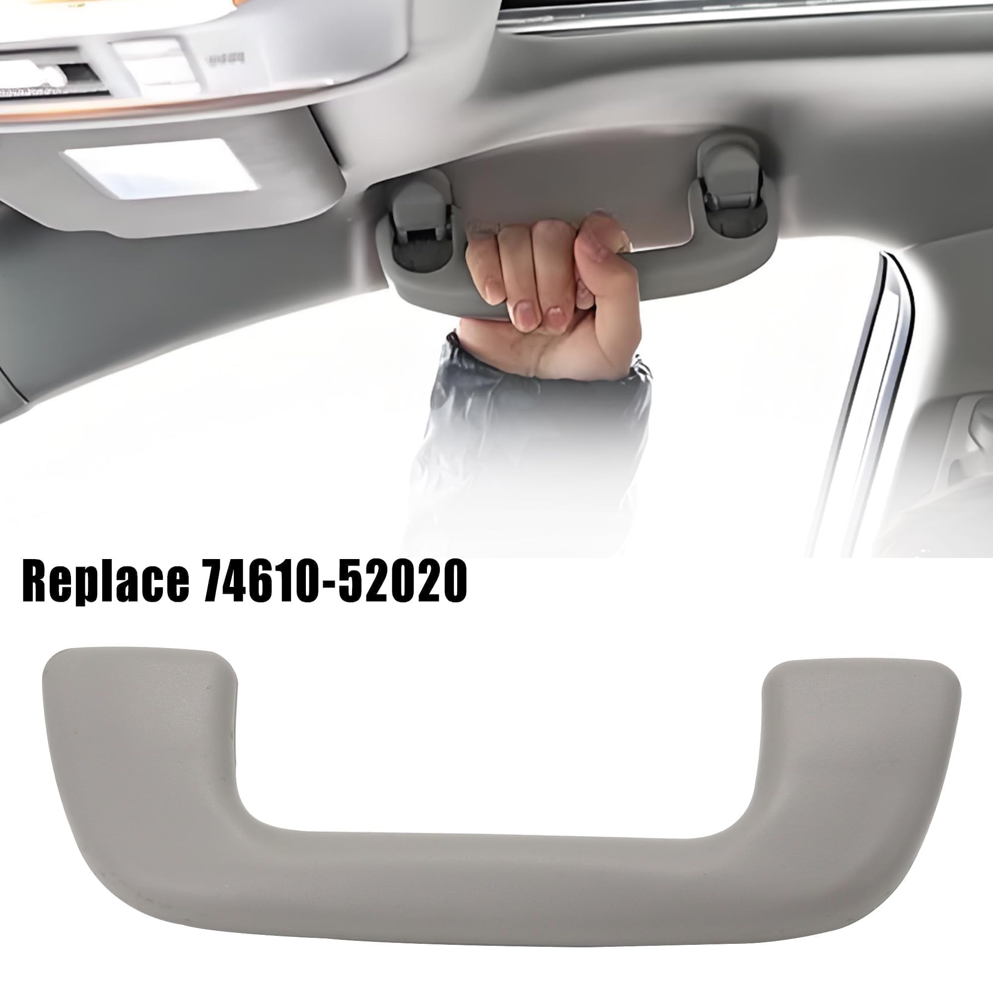 Shtuomoland Front Inner Roof Pull Handle Grab Auto Interior Ceiling Handrail Without Hook Compatible with Toyota Corolla Yaris Vios Rav4 Replace 74610-52020 LH=RH Universal (Gray, Front Right) ?