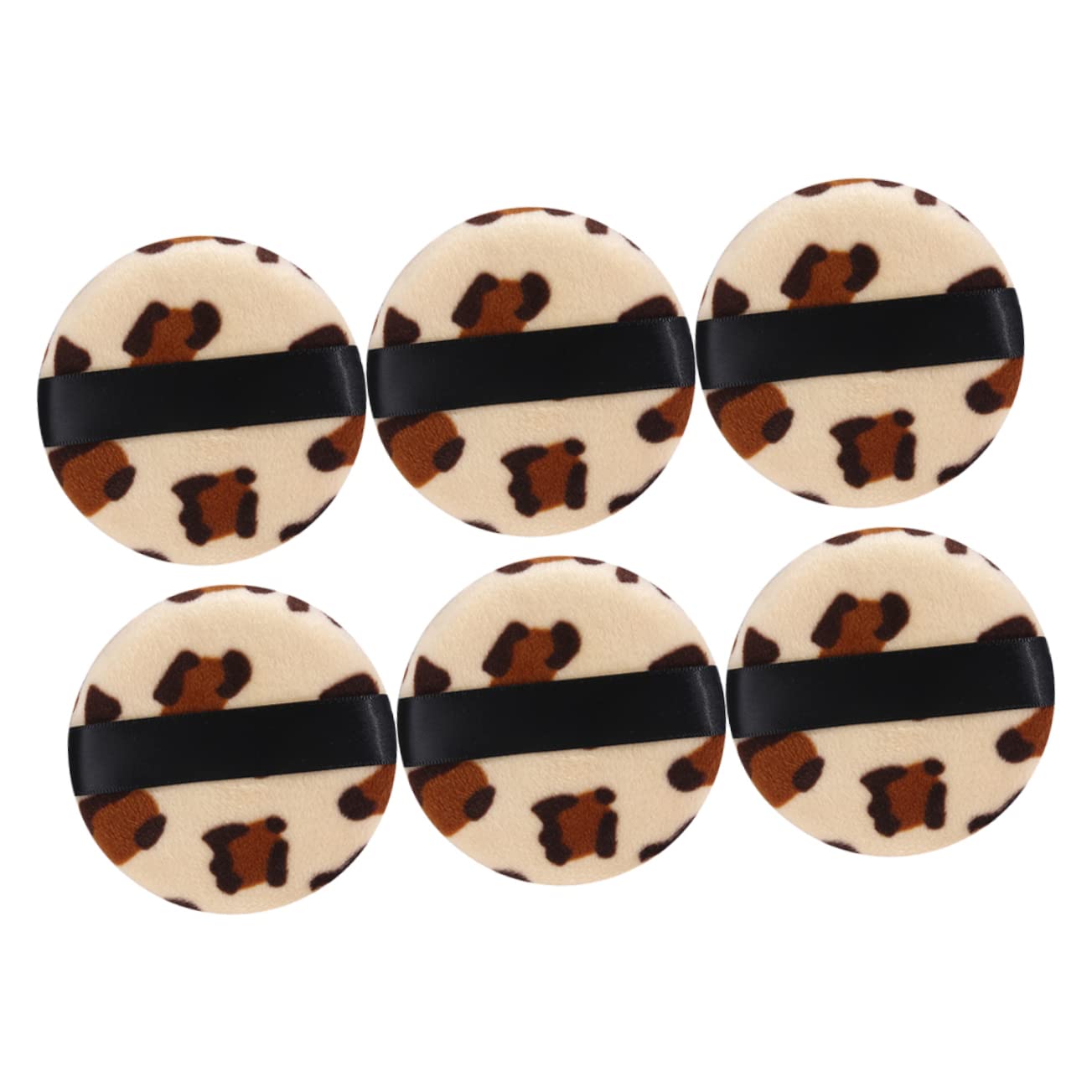 SHERCHPRY 6Pcs Leopard Pattern Makeup Puff Facial Powder Puff for Loose Powder Cosmetic Application Washable Lightweight Compact for