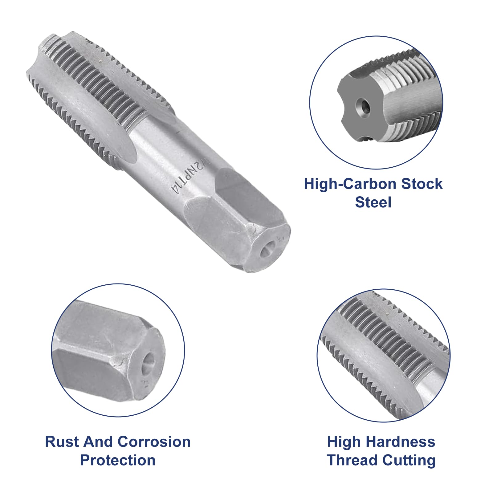 Set di 6 maschi NPT, G1/8", G1/4", G3/8", G1/2", G3/4", G1", G3/4", G1", in acciaio al carbonio, per filettature precise, NPT, set di maschi per tubi diversi meccanici