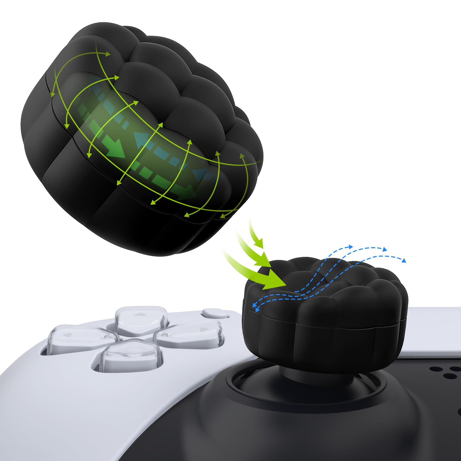 PlayVital Thumbs Cushion Caps Thumb Grips for ps5 ps4 Thumbstick Grip Cover Joystick Caps for Xbox Series X