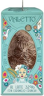 VIALETTO Uovo di Cioccolato Lady Vialetto | Cioccolato al latte 32% con caramello crunchy | Uovo di Pasqua da 300 grammi