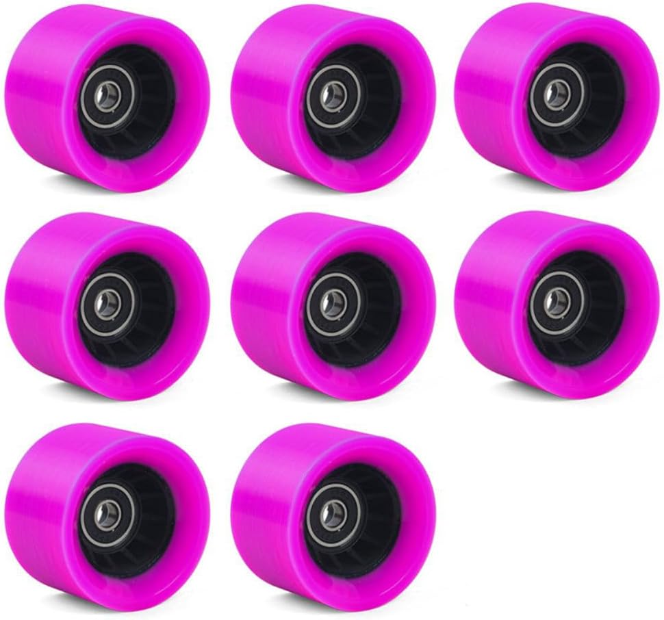 8 Pack 58mmx39mm Roller Skate Wheels 90A 92A Quad Skate Wheels with Bearings for Outdoor Double Row Skating or Skateboard Accessories(90A Purple)