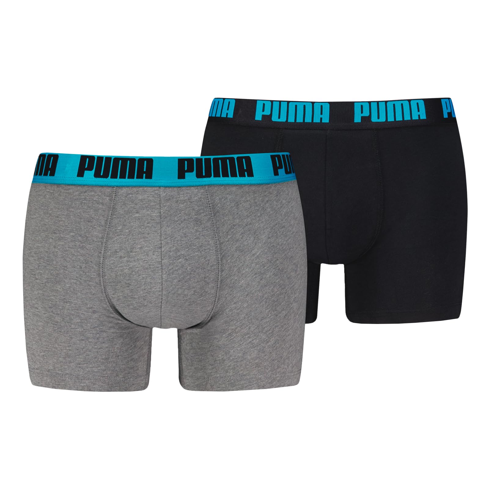 PUMA Herren Boxer Boxershorts Shorts Unterhosen Comfort Stretch 2er Pack, Farbe:Mehrfarbig, Größe:XL, Artikel:-019 Grey Melange/Speed Blue