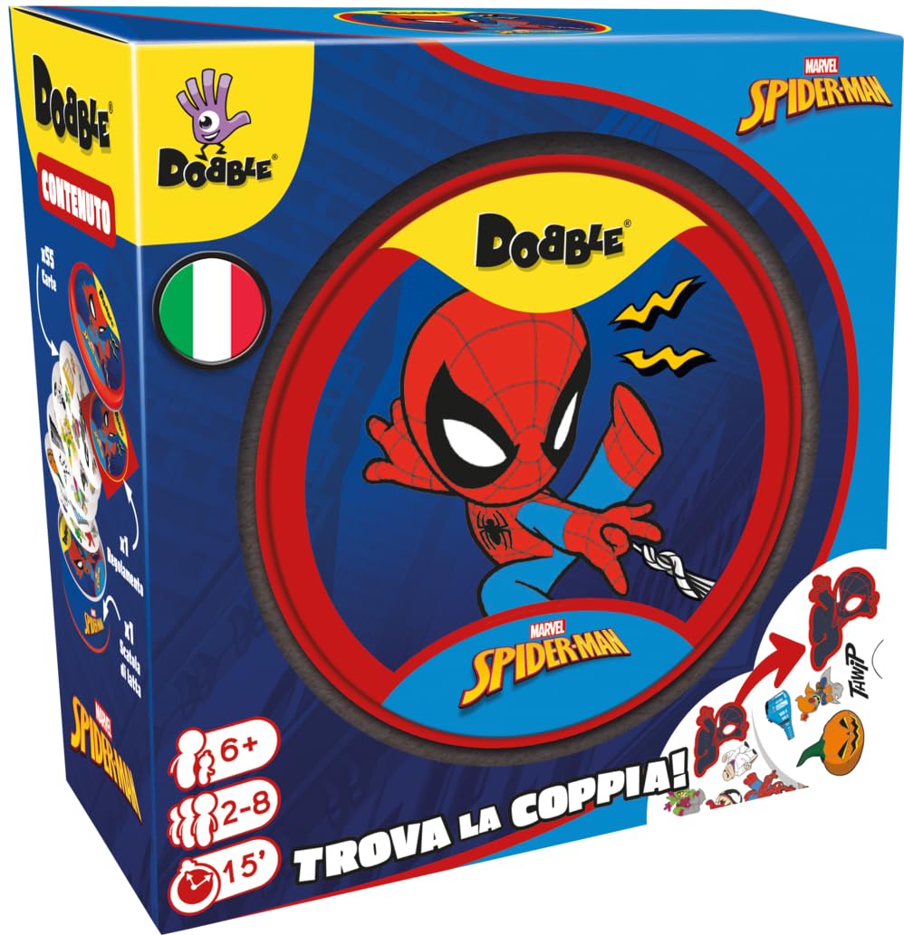 Asmodee - Dobble Spiderman - Fast and Fun Card Game for the whole family - 15 minutes of play, 2-8 players, from 6 years