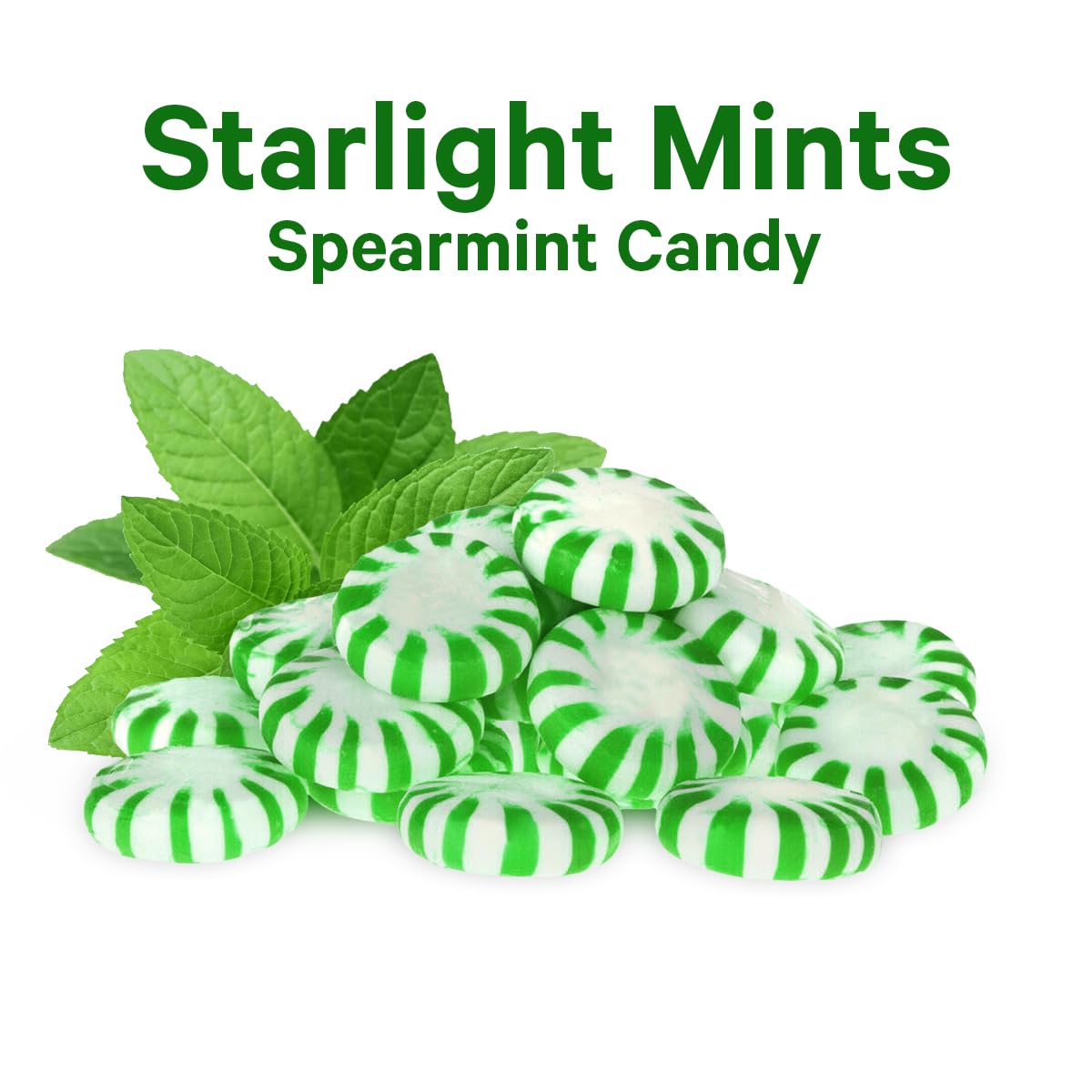 Starlight Spearmint Individually Wrapped Candy, 5 Pound Bulk Pack, Sweets for On the Go Refreshment, Starlight Mints Bulk Candy.
