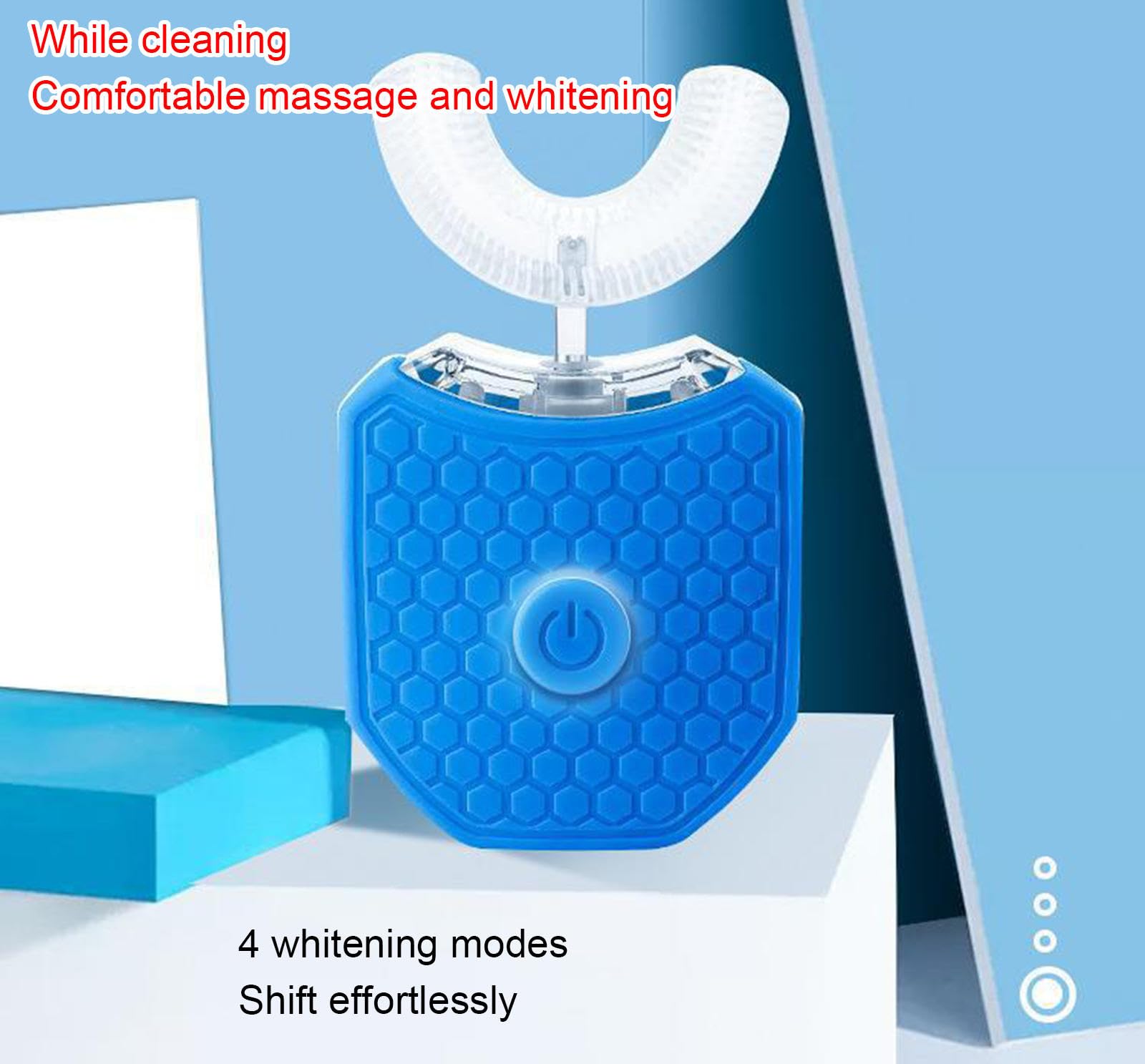 VIDECOR Cepillo de Dientes Eléctrico Automático para Adultos, Cepillo de Dientes Eléctrico de 360 ​​Grados, Cepillo de Dientes Eléctrico en Forma de U de Viaje,C