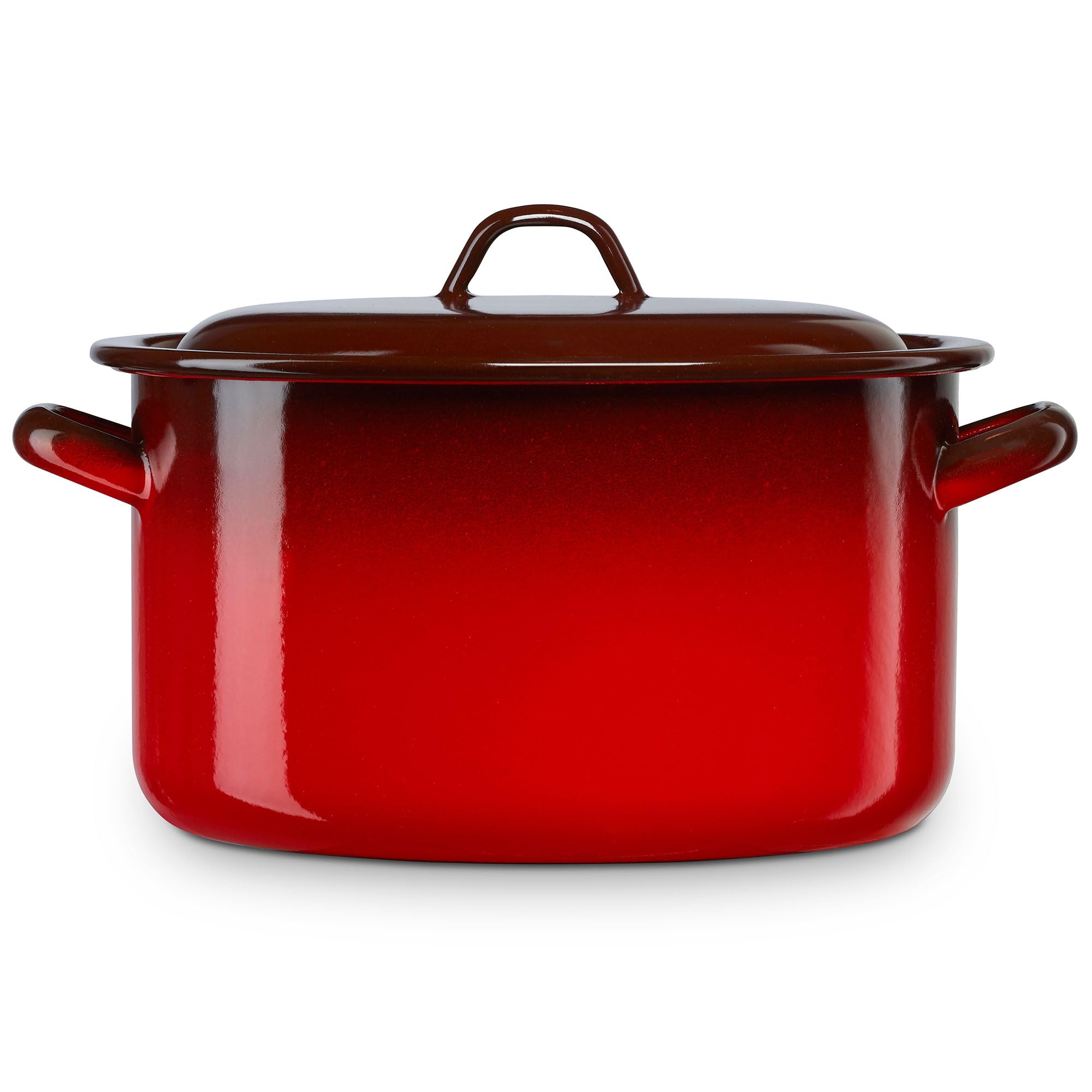 briebe Olla Recta Cocina Inducción 26 cm, Cazuela 8,4 L Grande con Tapa Acero Esmaltado Vitrificado Apta, Vitrocerámica, Fuego, Gas, Horno, Ignea Vintage Rojo
