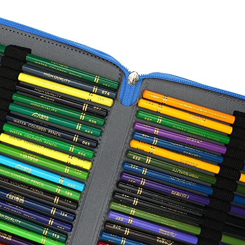 Image of Vomgomfom 200 Slots Pencil Case 4-Layer PU Leather, Handle, Blue