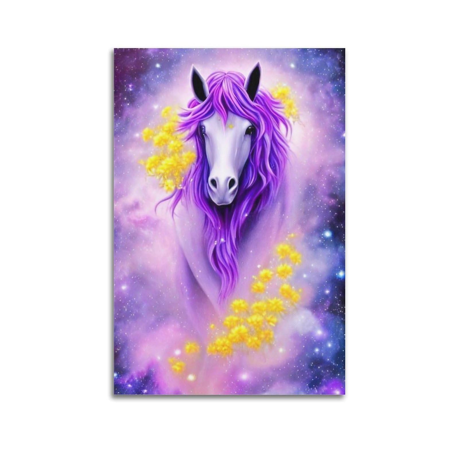JTLFXY Animal Poster Purple Horses Poster Decorative Painting Canvas Wall Posters And Art Picture Print Modern Family Bedroom Decor Posters 20x30inch(50x75cm)