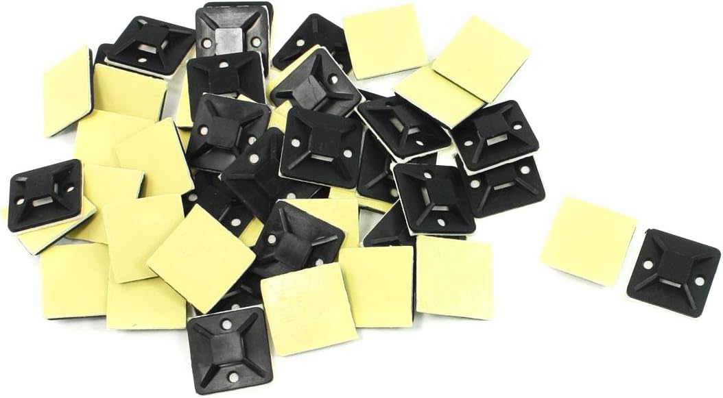 uxcell Plastic Self-Adhesive 4 Way Tie Mounts Cable Base 50 Pcs Black