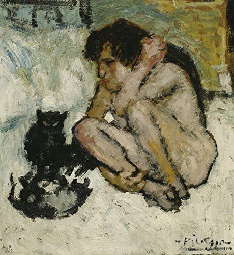Pablo Picasso - Crazy Woman with Cats Painting - Art Institute of Chicago 30" x 27" Wall Art Giclee Canvas Print (Unframed)