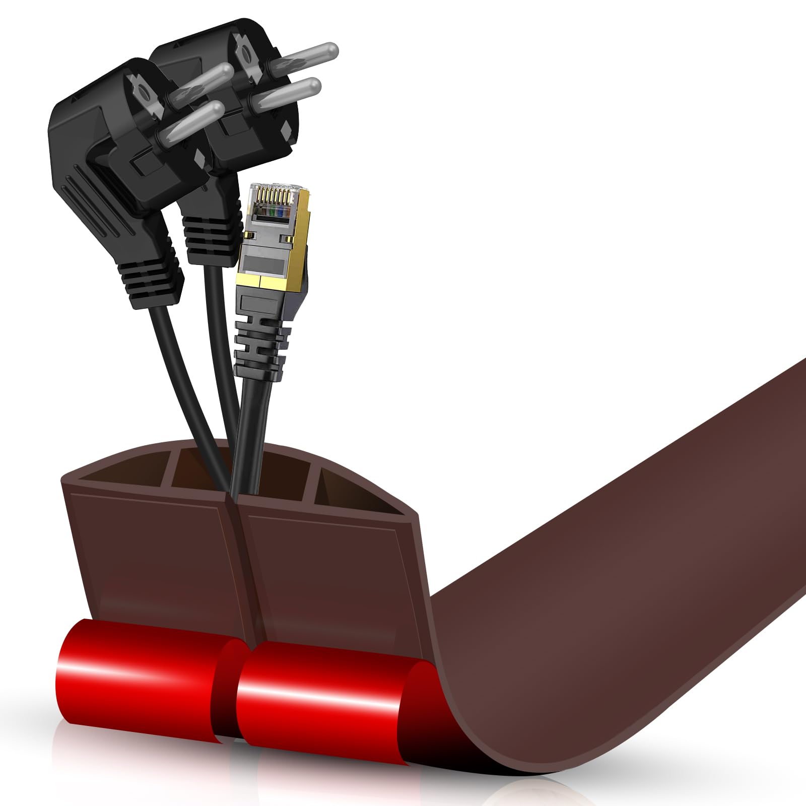 Floor Cord Cover Cavity 0.8"x0.37" Self Adhesive Cord Hider, 3.3FT Low Profile Cable Management, Extension Strip Protector for Wires, Prevent Cable