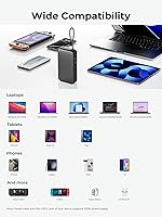 Vista 8 de Cargador portátil de 20000 mAh, 100 W PD de carga rápida con cable USB C integrado, pantalla digital inteligente, paquete de batería