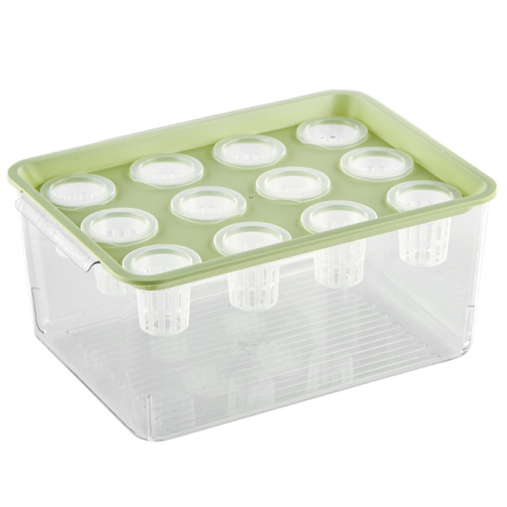 Système de Culture aquaponique hydroponique avec bac de Culture Transparent à 12 Trous et Couvercle Vert idéal pour la Maison Le Balcon ou Un Bureau.
