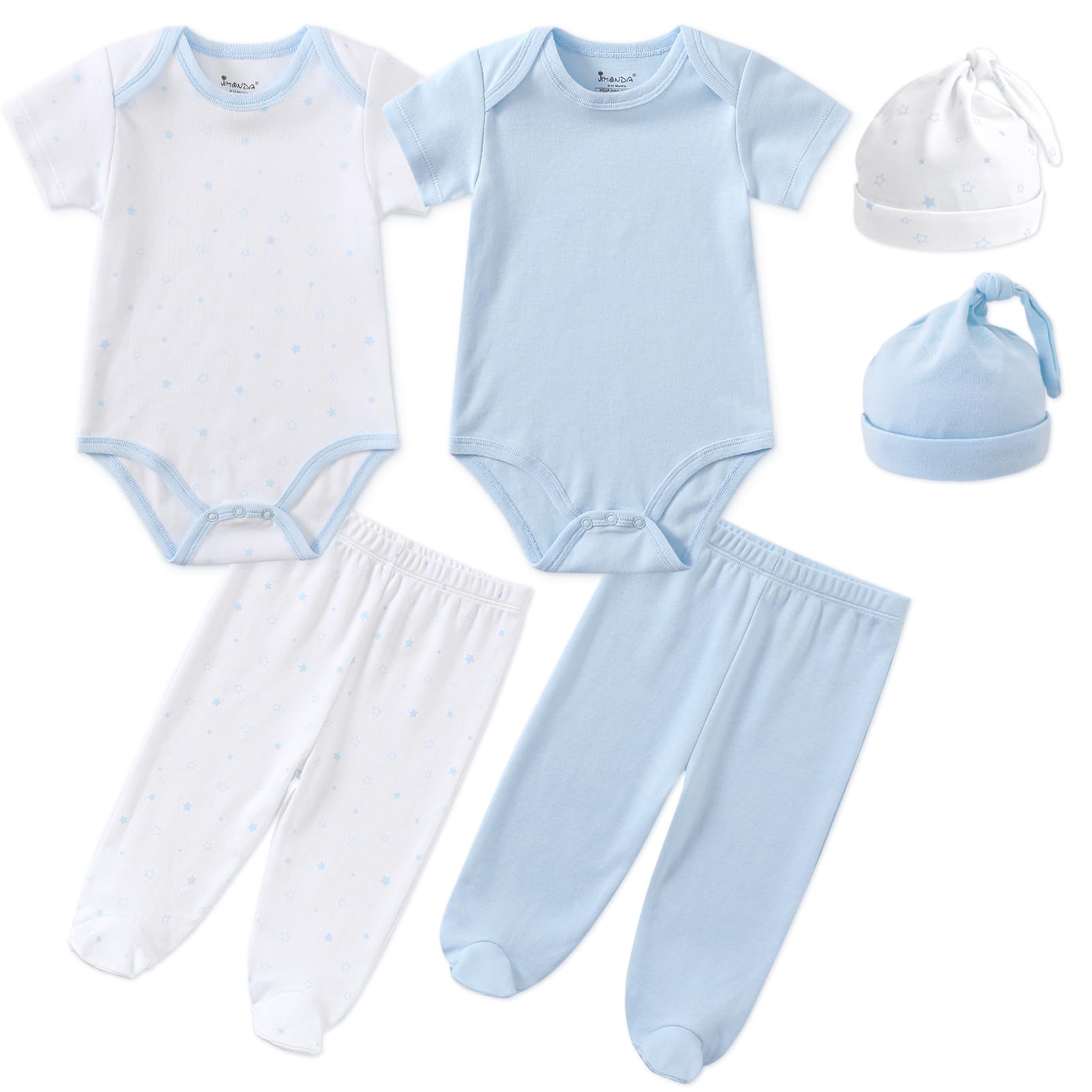 Jimonda Baby BodySuit Set Boys BodySuit Girl 6-Piece Pants Set Infant Toddler Baby Sets
