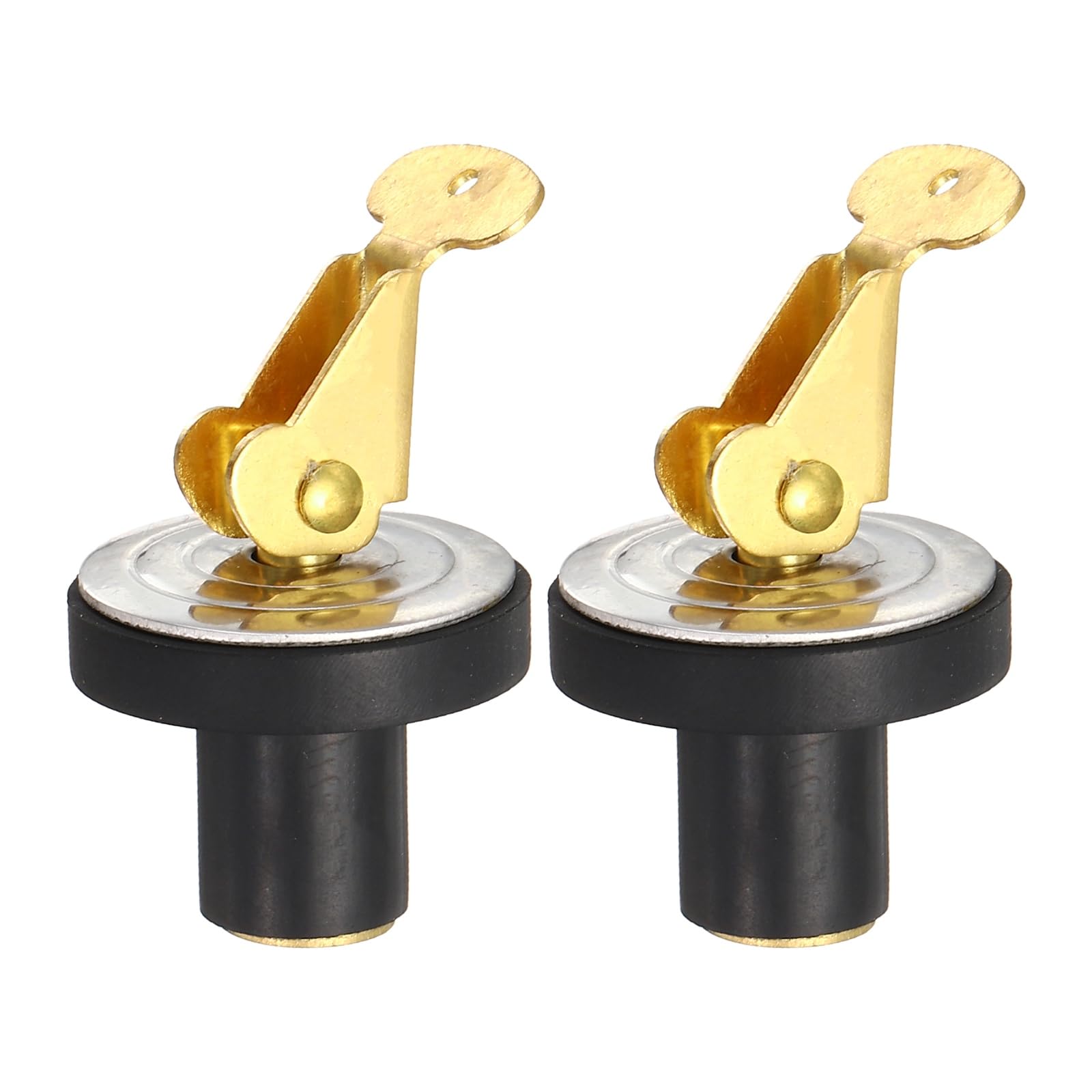 PATIKIL 12.7mm Marine Boat Rubber Plug, 2Pcs Brass Snap Handle Drain Plugs Stainless Steel Deck Plug Strong and Sturdy for Boats Marine Yachts Kayaks Canoes Ship Drains Accessories