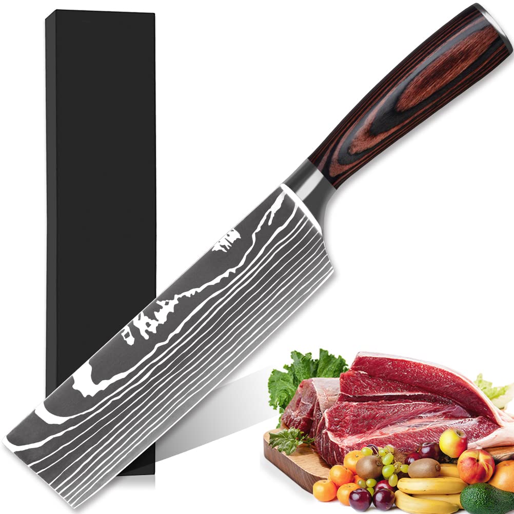 Nakiri Messer Japanisches Messer Küchenmesser Klingenlänge 18cm Kochmesser Scharfe aus Deutschem Edelstahl, Ergonomischer Pakkawood Grif für Haus und Restaurant