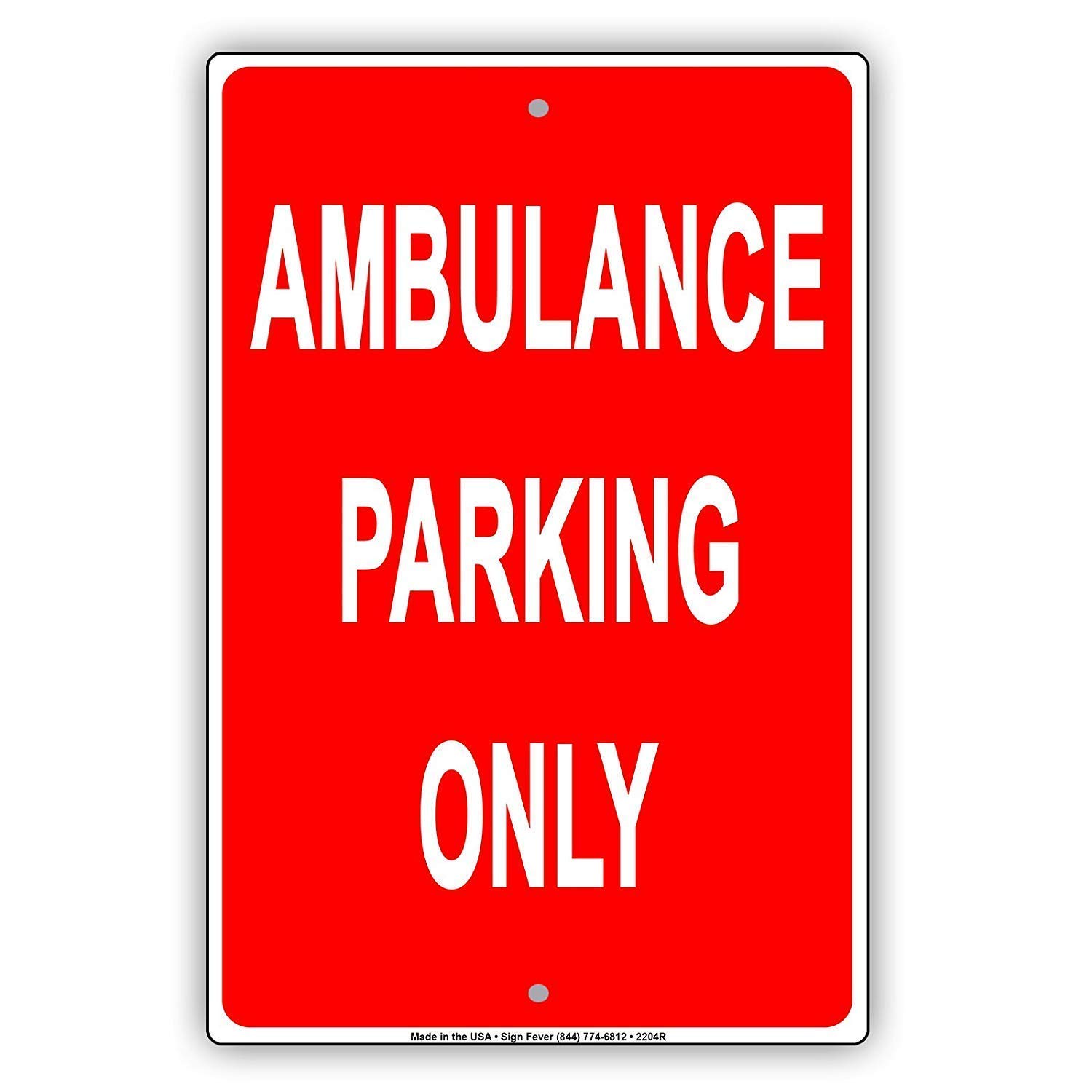 Biopracess Metal Sign Great Aluminum Tin Sign 8x12 Inches Red Background Ambulance Parking Only Reserved Metal Sign Funny Tin Poster Wall Art Decoration