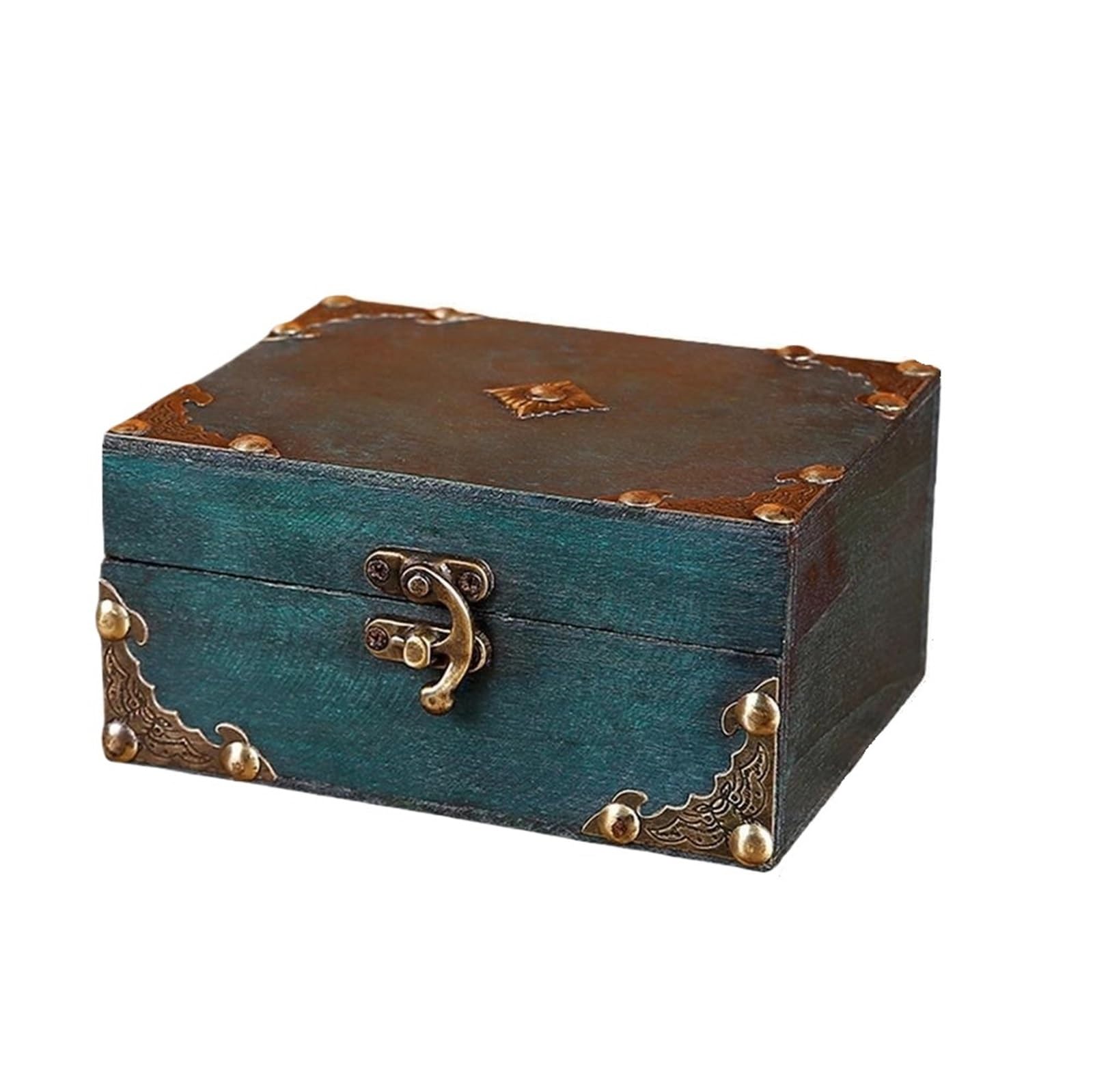 YShiuoL Wooden Storage Box Wood Treasure Box Vintage Wooden Trinket Jewelry Storage Case Organizer with Locker(Style3)
