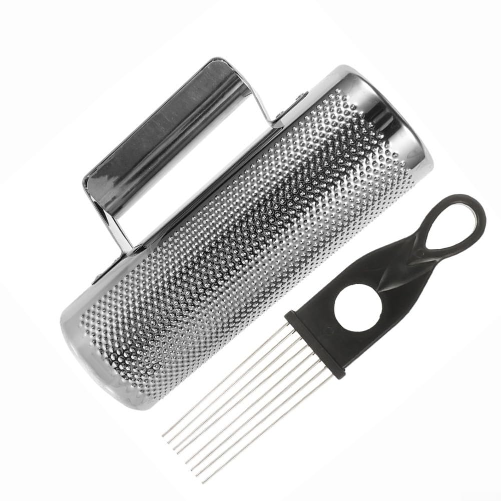 Lateinamerikanisches Percussion-Guiro-Instrument aus Edelstahl mit Guiro-Schabern, hohler Edelstahlkörper, zwei offene Enden und Seiten, einfache Handhabung (7,6 cm, 20,3 cm)