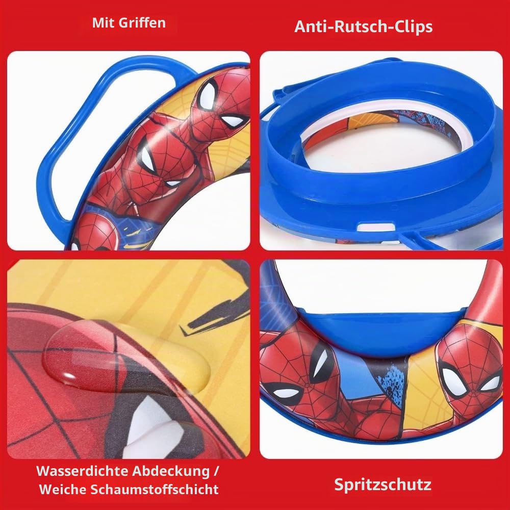 Kinder-Toilettensitzverkleinerer Spiderman Marvel universeller WC-Adapter mit Griffen