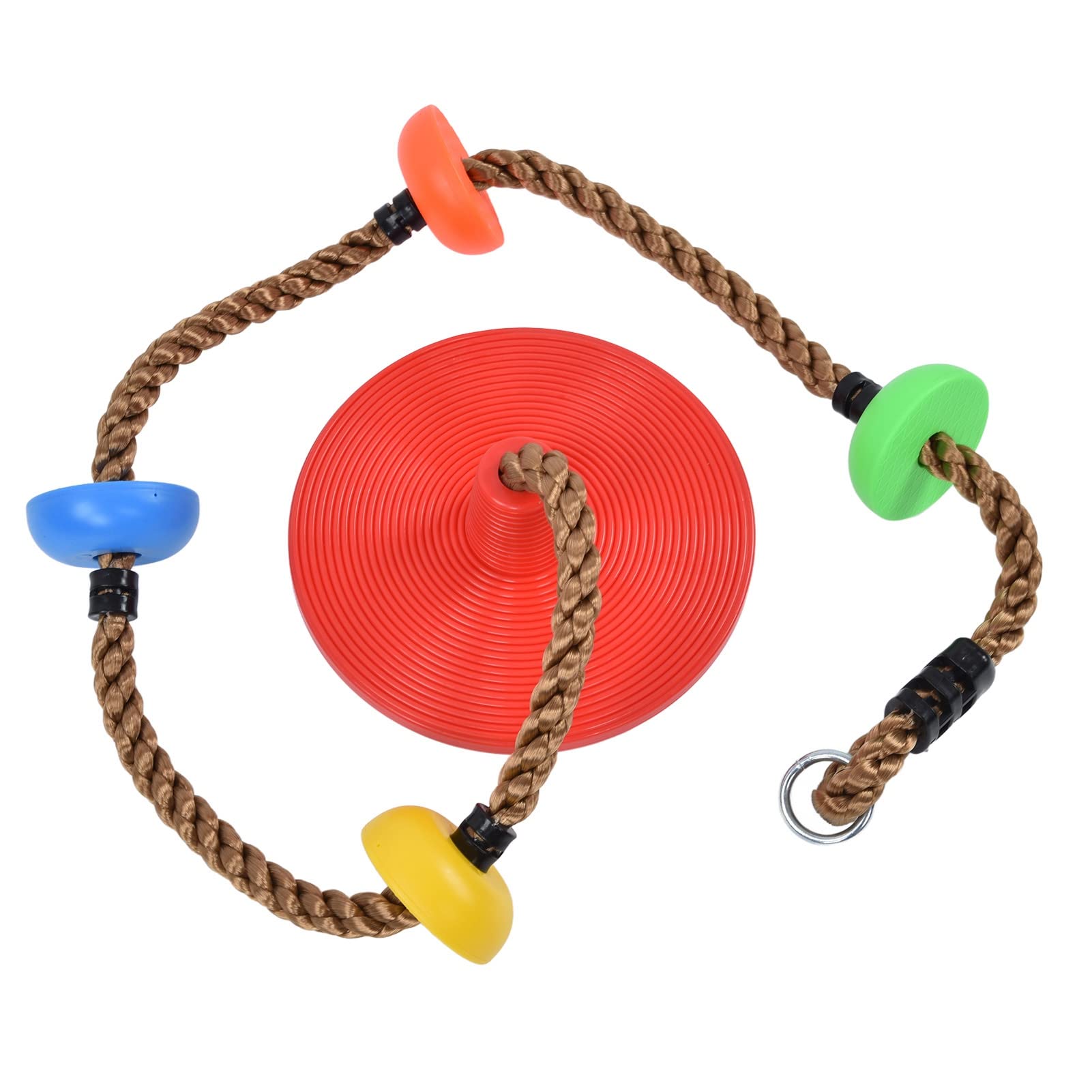 Bunte Scheiben-Schaukel mit Kletterseil für Kinder – runde Schaukel für drinnen und draußen, perfekt für Gärten, Par, und Hinterhöfe, hochwertiger Kunststoff