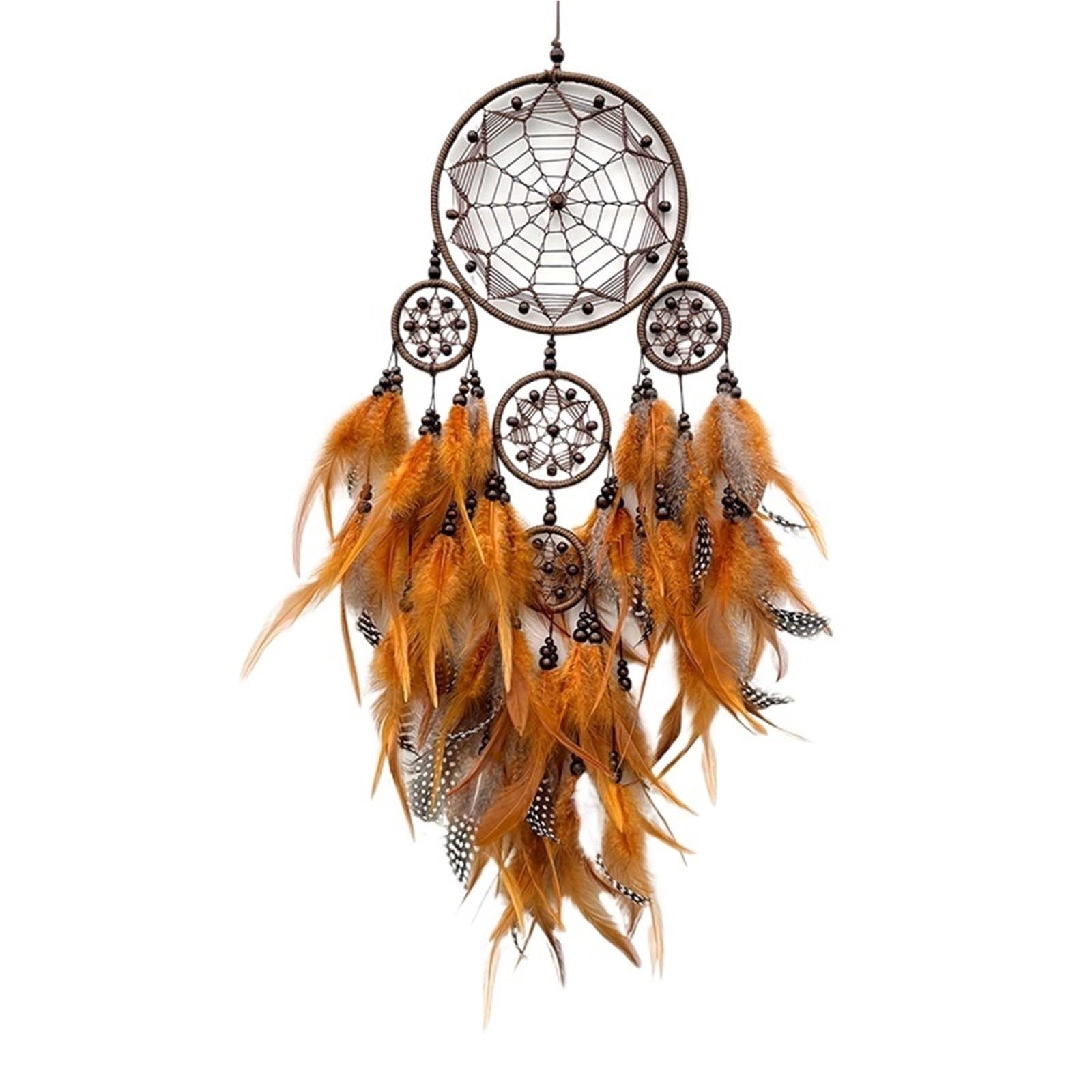Vintage Blue Feathers Dream Catcher Wall Hanging - Handmade Wind Chimes(Brown)