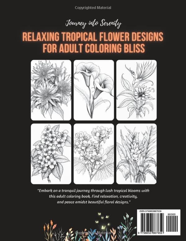 Miniatura 2 de Tropical Flower Adult Coloring Book Journey into Serenity Relaxing Tropical Flower Designs for Adult Coloring Bliss