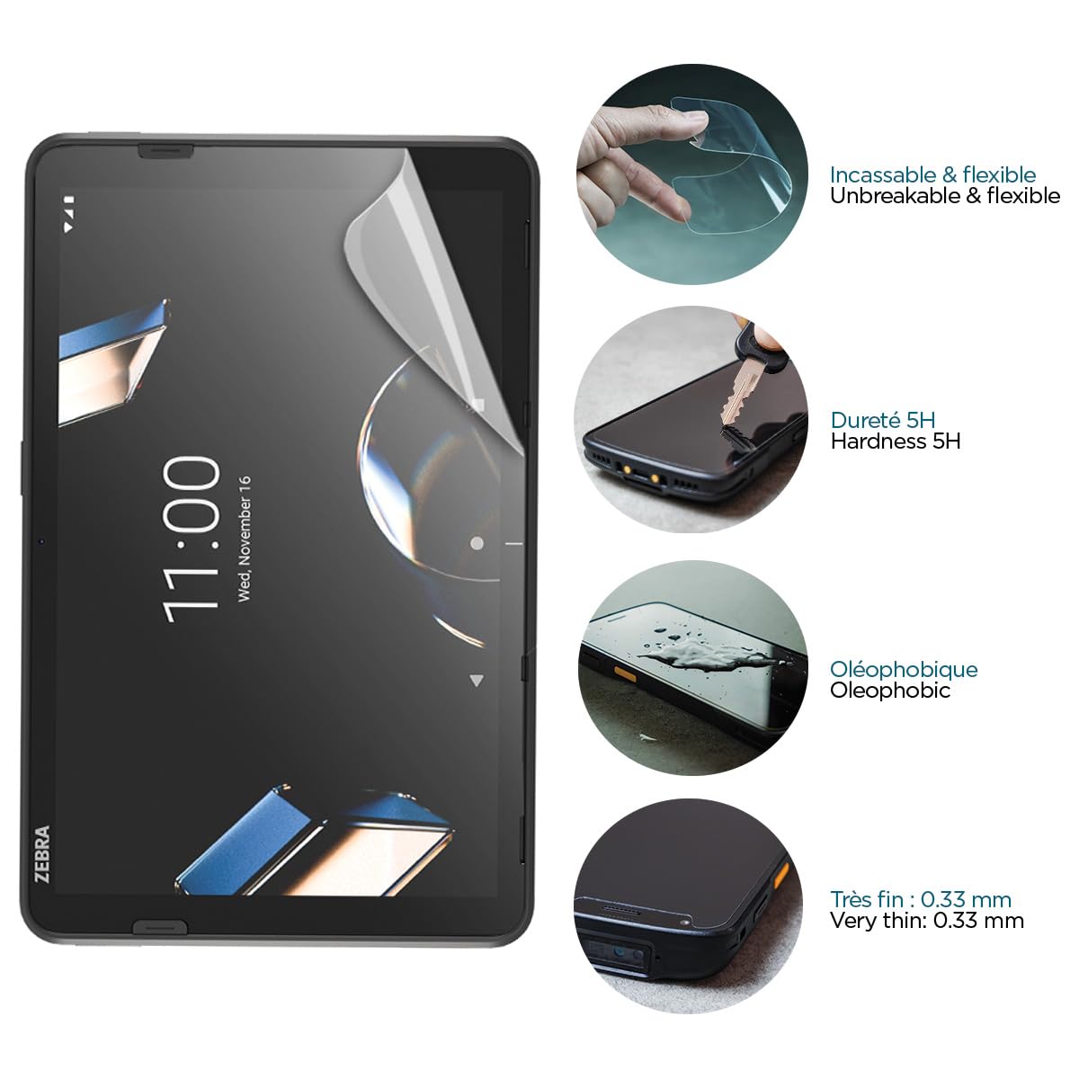 MOBILIS Protection Écran IK06 pour Tablette Zebra ET401 10"