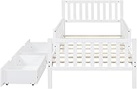 Vista 85 de Modern Full Size Platform Bed Storage Headboard and Safety Guardrail for Kids, Function Wood Platform Bed Frame with Built-in LED Light for Boy