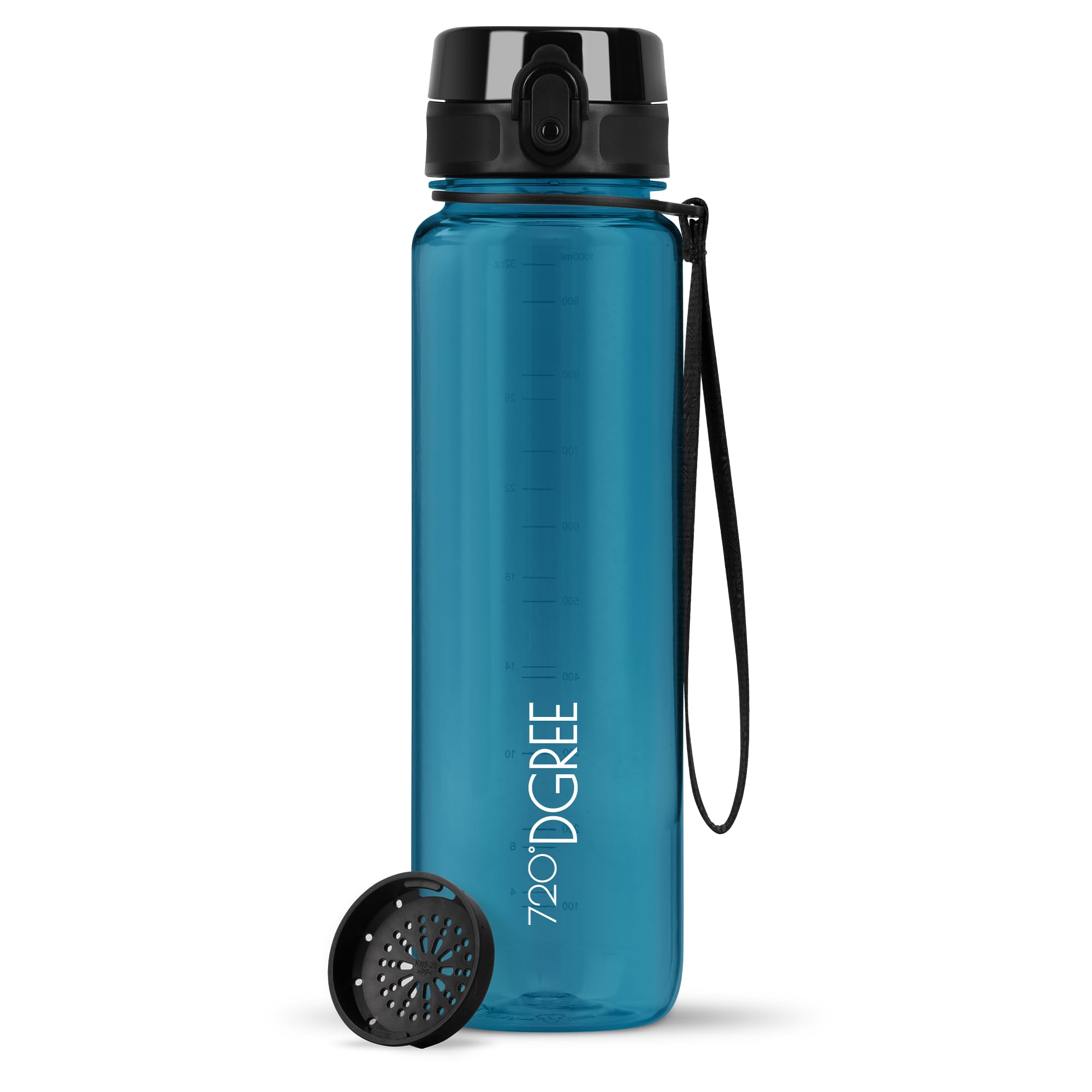 720°DGREE Botella Agua 1 Litro “uberBottle“ - Tamiz-Fruta, softTouch - Sin BPA, Prueba de Fugas, Reutilizable - Cantimplora, Water Bottle ideal para Deporte, Fitness, Gimnasio, Senderismo, Ciclismo — view 38