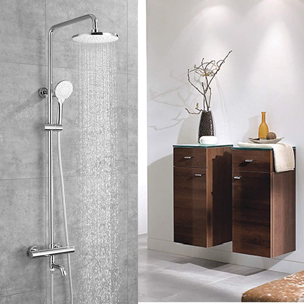 Ensemble de douche thermostatique anti-brûlure à double commande avec grand pommeau