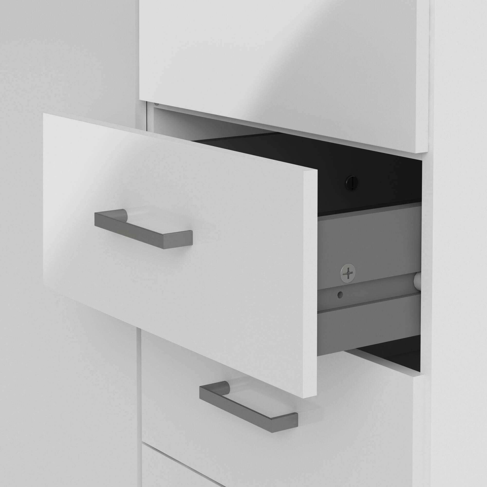 Dmora Guardaroba 2 Ante 49.5x200.4h cm Bianco Bianco Lucido Appendiabiti 2 Ante, Armadio Camera da Letto 6 Vani