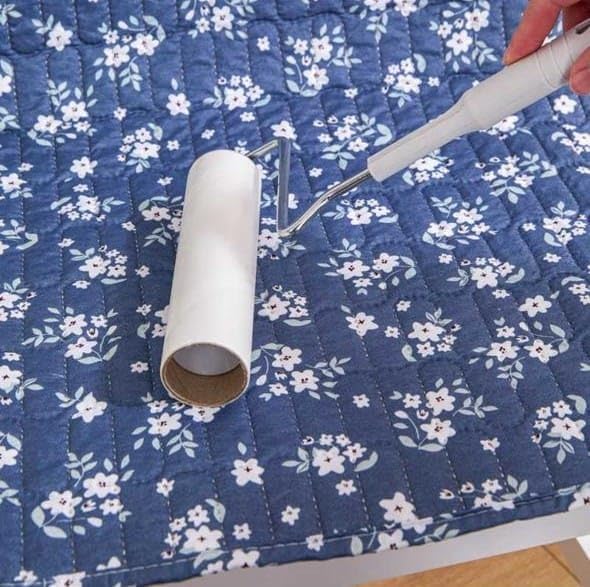Image of HOMETHREADS Floral Quilted Cotton Chair Cover - Soft, Comfortable Dining Chair Seat Protector with Non-Slip Backing & Strong Elastic Strap for Snug Fit (Navy White, Pack of 4)