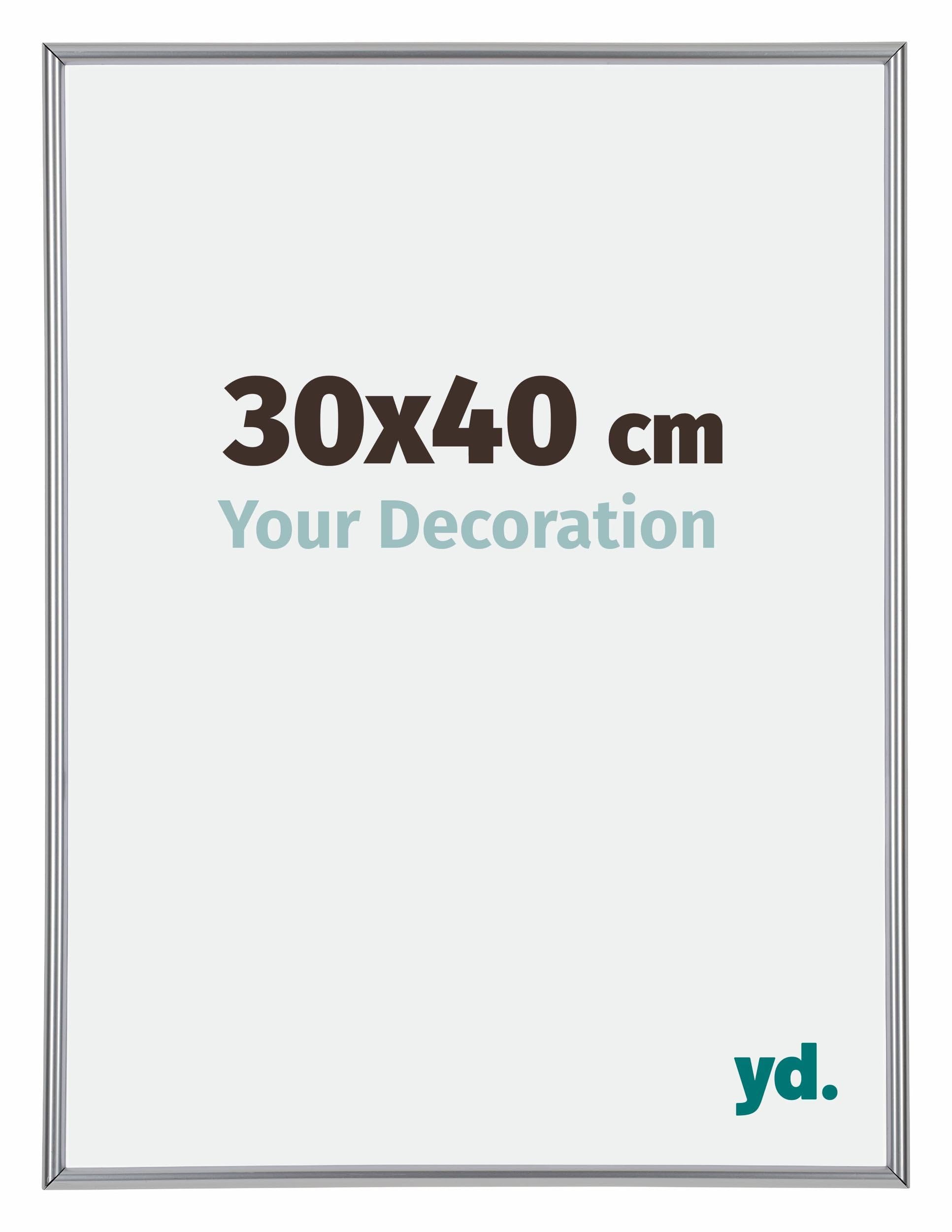 Your Decoration - Picture Frame 30x40 cm - Silver High Gloss - Decorative Wall Frame in Plastic with Antireflection - Frame 30x40 - Annecy
