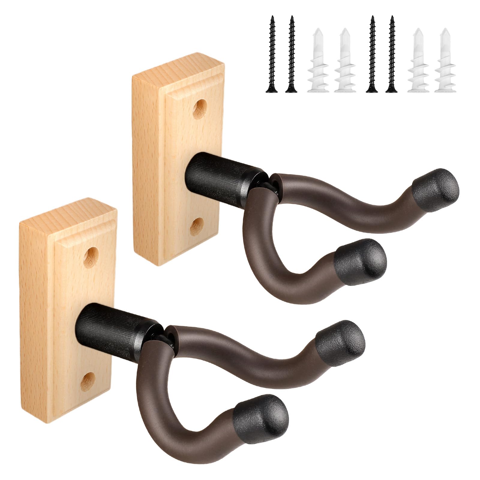 Dida Beechwood, 2 Pack Guitar Wall Mount, Premium Solid Wood Guitar Hanger, Guitar Accessories, U-Shape Hardwood Guitar Holder Hook (Beechwood, 2 Pack)