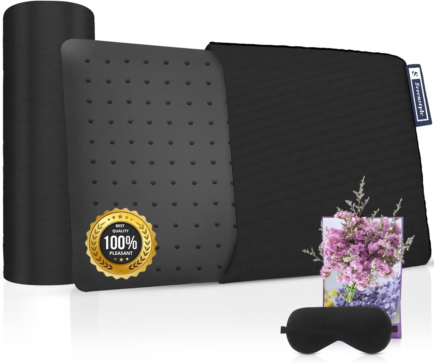 Pillows, Hotel Collection Bed Pillows, 100% Memory Foam Pillows, Hypoallergenic Orthopedic sleep pillow, Soft and Washable Cover, Medium Firmness, Black Standard Size (23.6x15.8x4.7 inch)