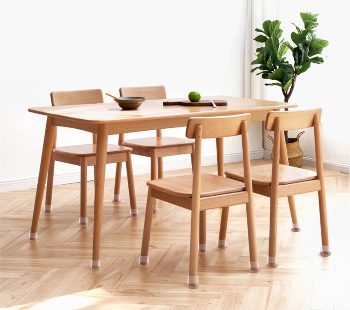 16 protectores cuadrados para patas de silla, almohadillas de fieltro para piel, protectores de suelo para madera, prevención de arañazos, color blanco, tamaño pequeño, fundas antideslizantes para