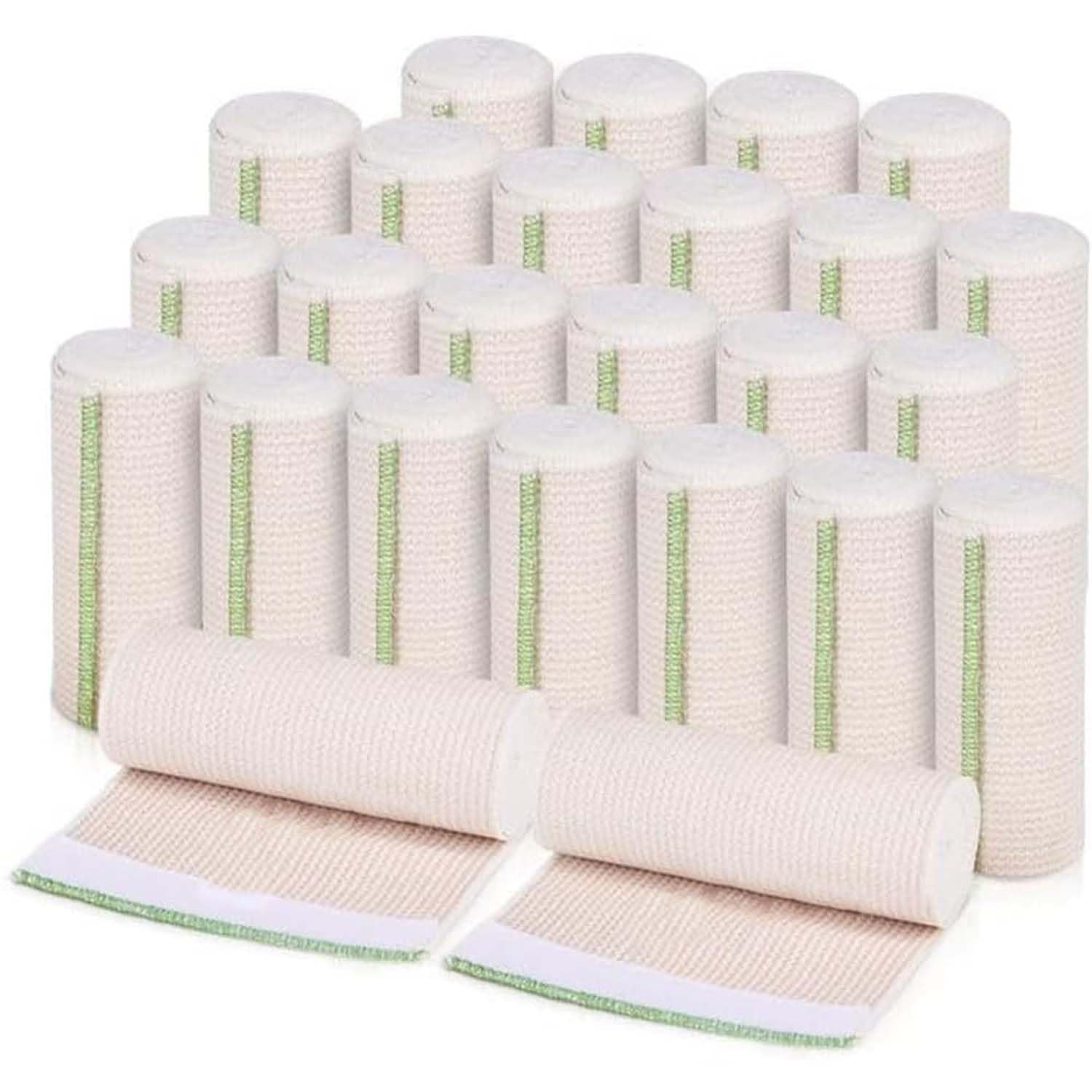 GT Premium Elastic Bandage Wrap (6" 25 Pack) - Hook &amp; Loop Fasteners at Both Ends - Latex Free Hypoallergenic Compression Roll - Reusable Bandages for Waist, Legs, Elbow &amp; Knee Wrap