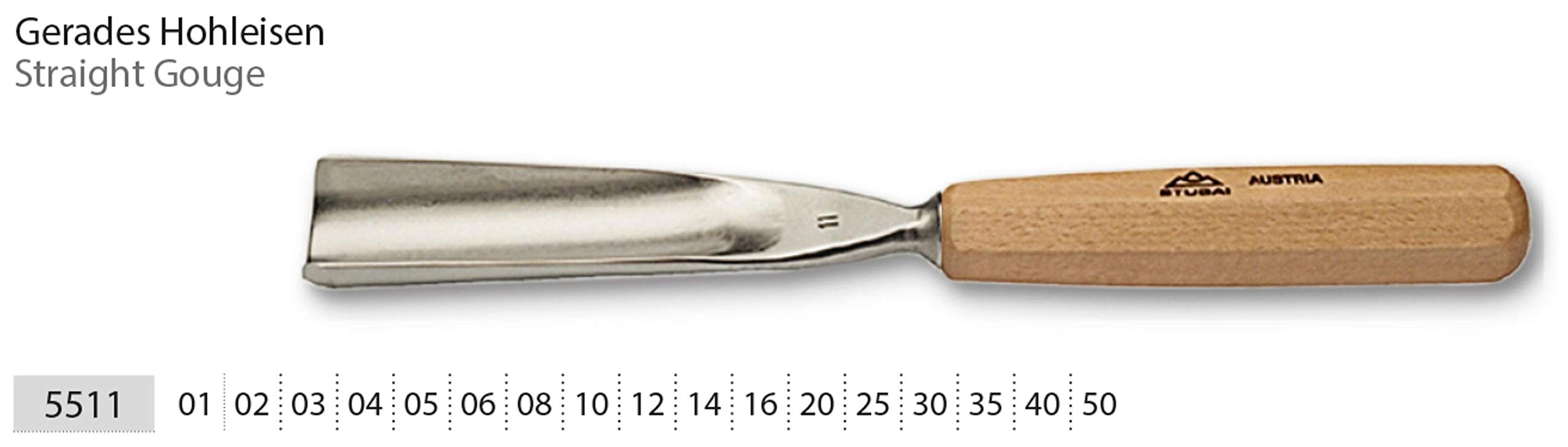 Stubai 551106 dłuto do rzeźbienia w drewnie typu 11, długość polerowana, szaro-beżowa, 6 mm