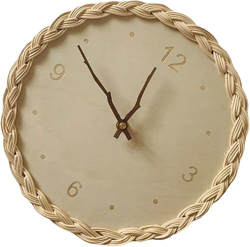 PRETYZOOM Reloj de pared sin tictac para dormitorio, reloj de madera silencioso, decoración vintage, reloj creativo de madera, reloj de sala de