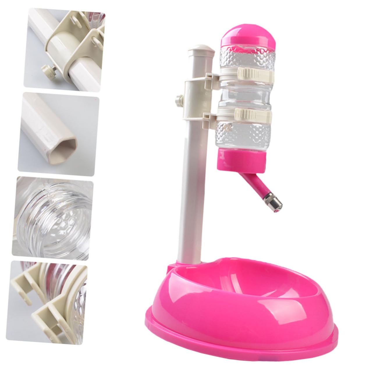 Dispensador de Agua para Mascotas Automático Bebedero de 500 Ml Comedero Ajustable Base Antideslizante Material PP y PVC Transparente Apto para Perros y Gatos