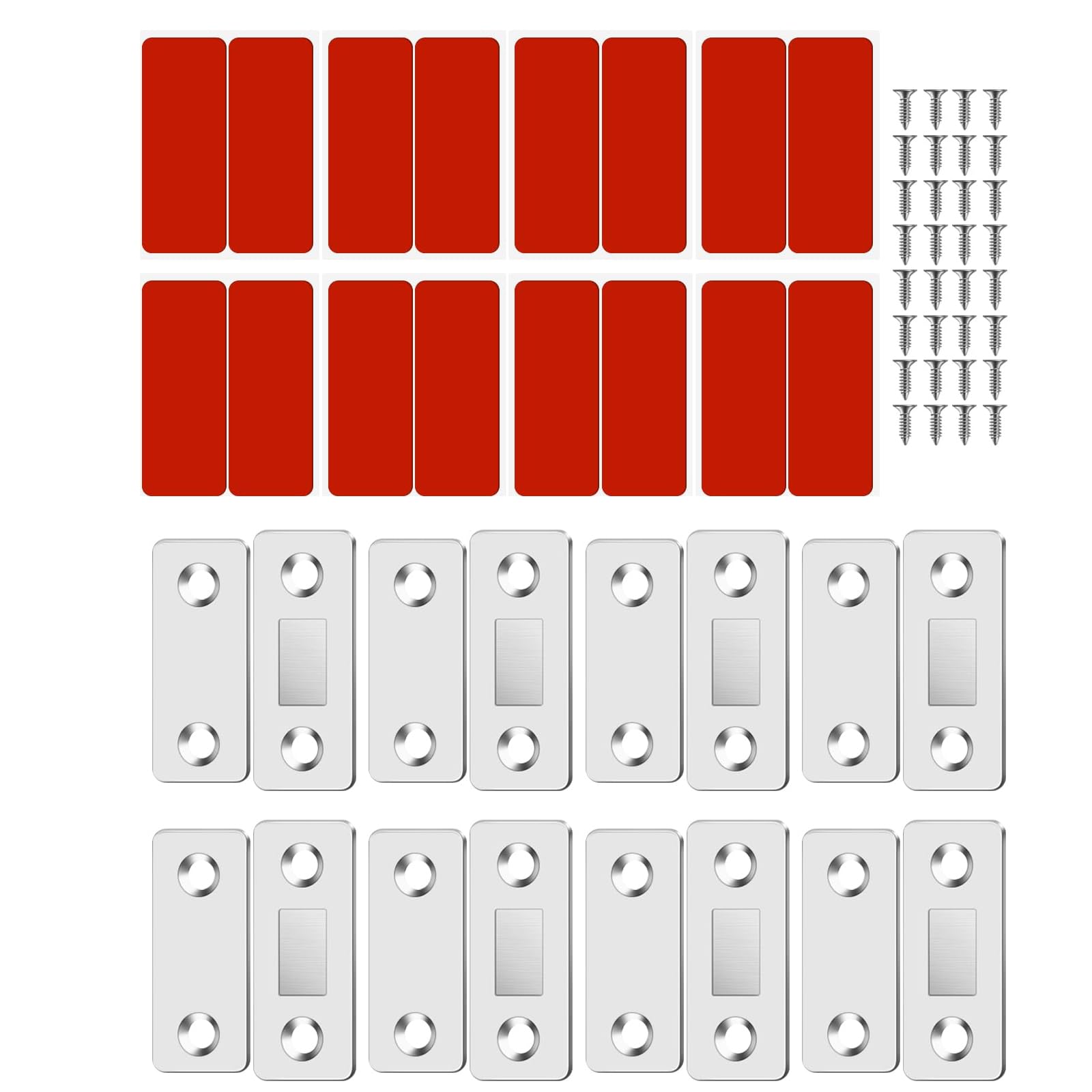 Ultradunne deurmagneten, 8 stuks, magneetsluiting, ultradunne magneten voor kastdeuren, kastmagneten, zelfklevend, voor schuifdeuren, keuken, ramen, kast